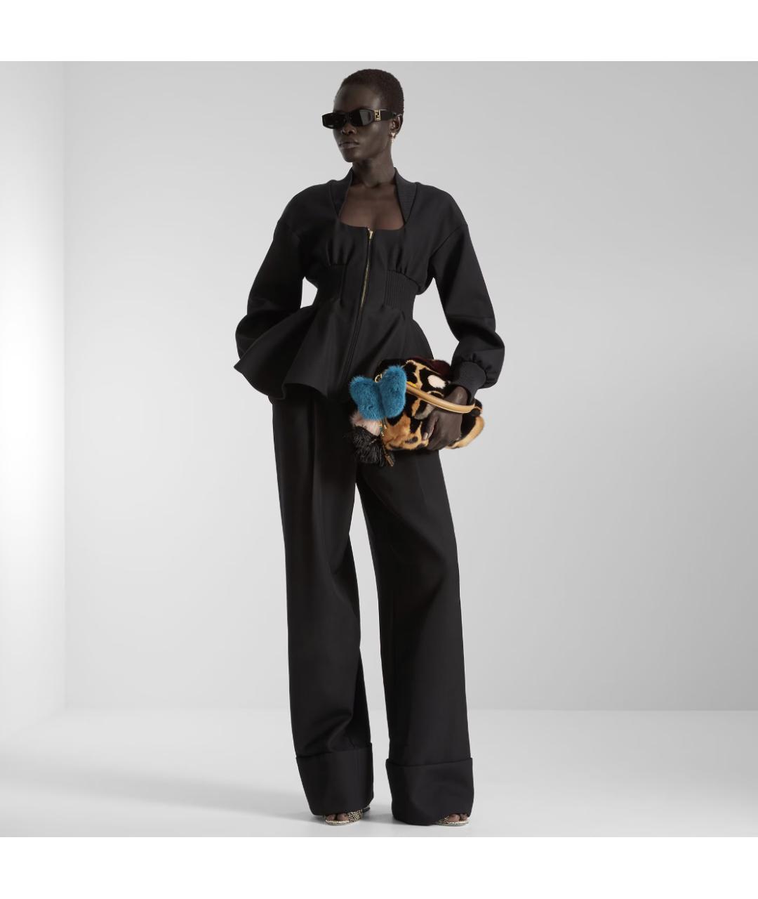 FENDI Черные шерстяные прямые брюки, фото 4