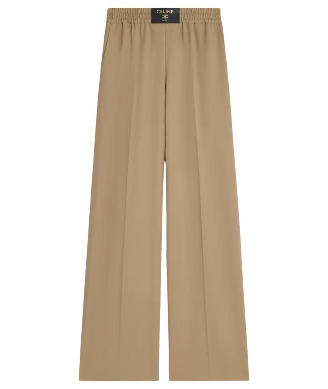 CELINE Бежевые шерстяные прямые брюки, фото 1
