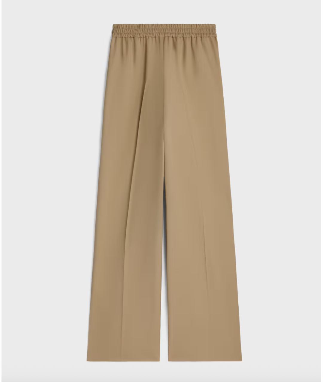 CELINE Бежевые шерстяные прямые брюки, фото 2