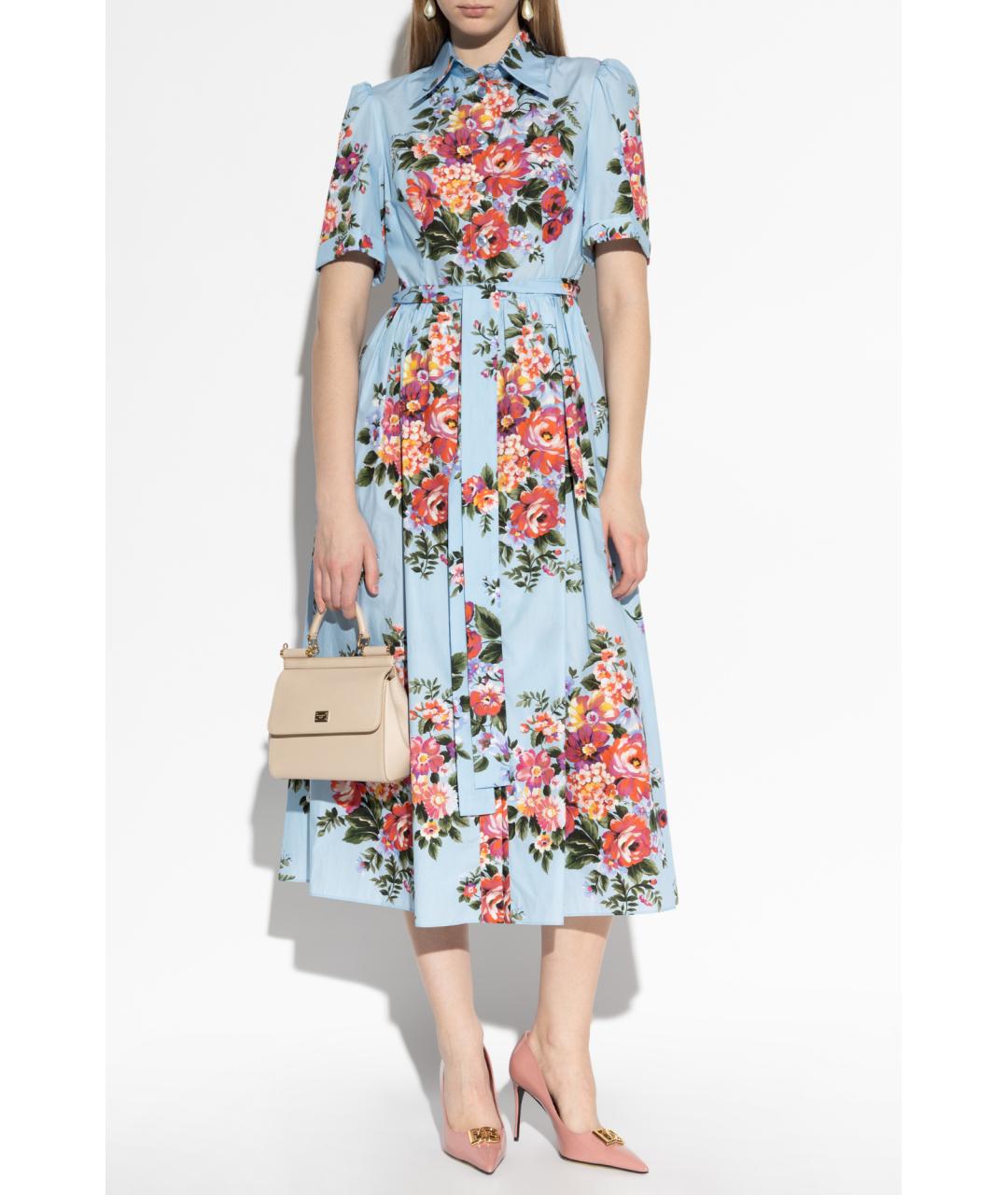DOLCE&GABBANA Мульти хлопковое повседневное платье, фото 2