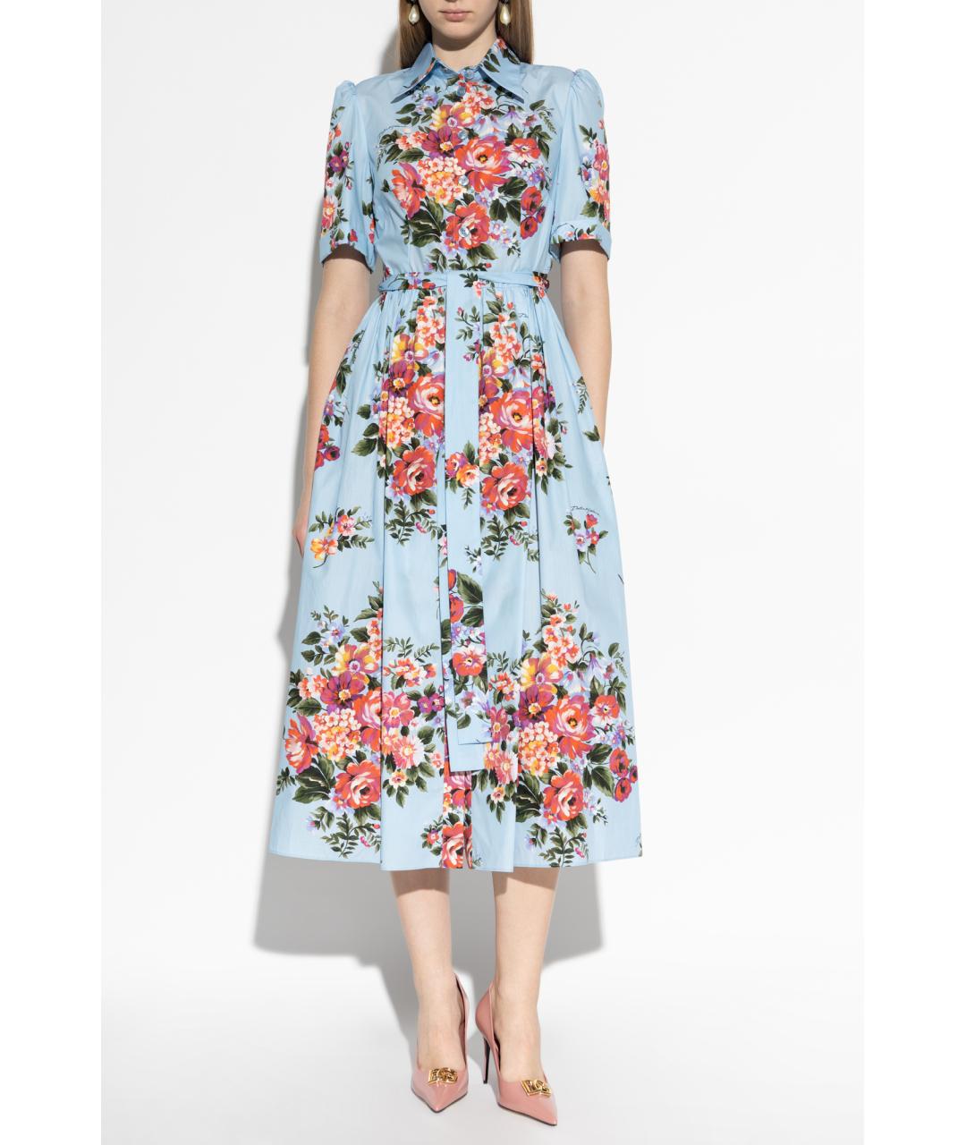 DOLCE&GABBANA Мульти хлопковое повседневное платье, фото 3