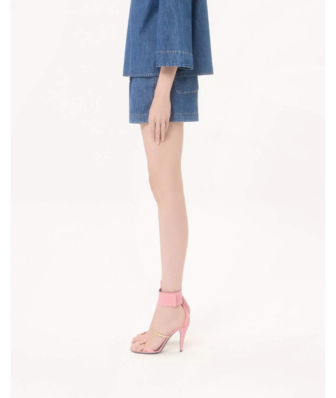 VALENTINO Синие хлопковые шорты, фото 4