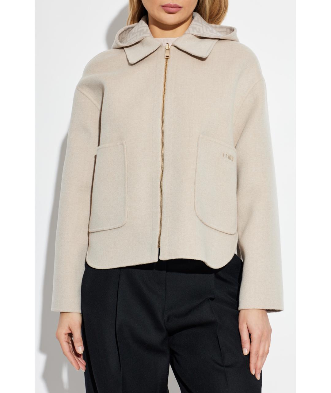 FENDI Бежевая шерстяная куртка, фото 6
