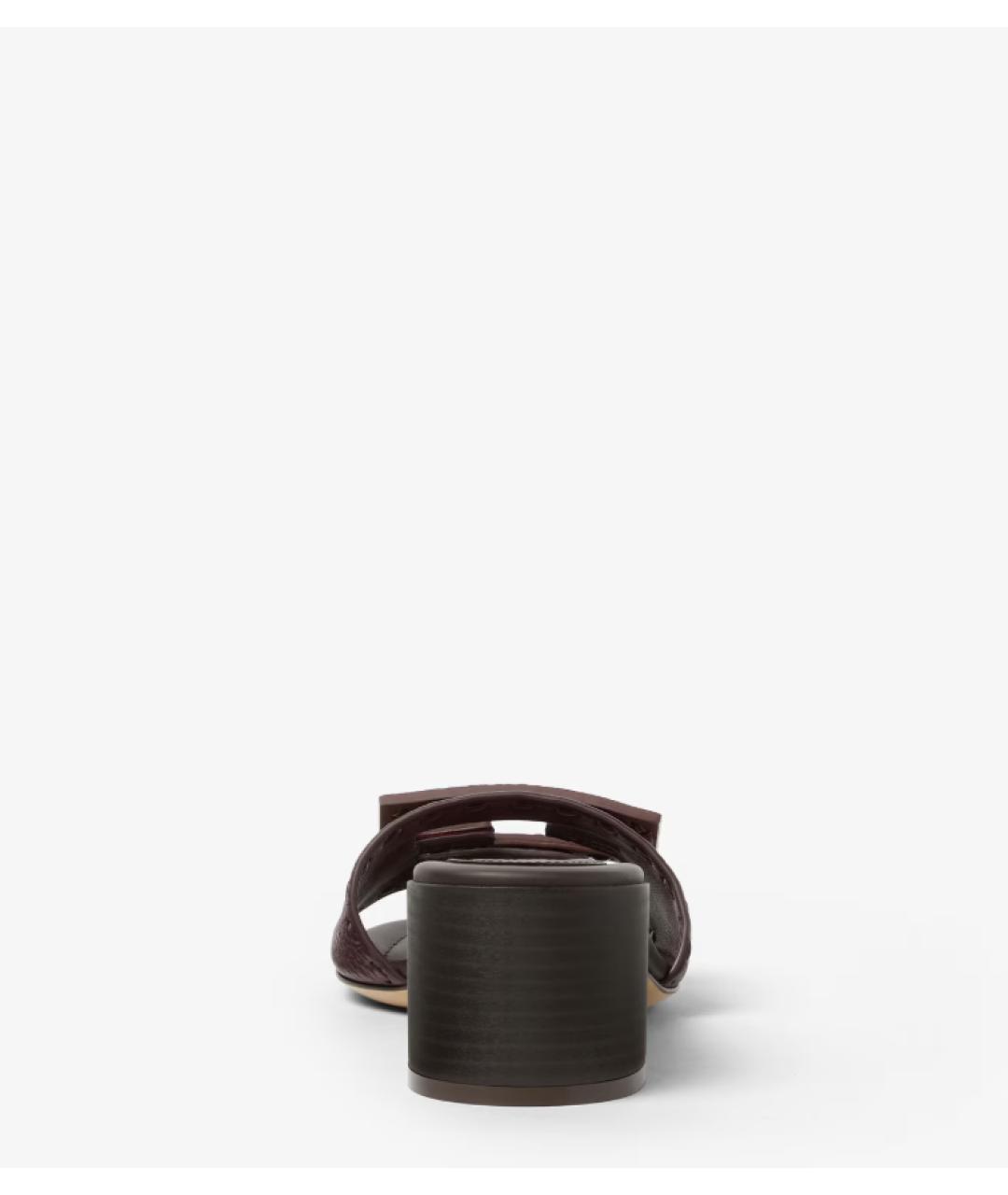 FENDI Бордовые кожаные мюли, фото 4