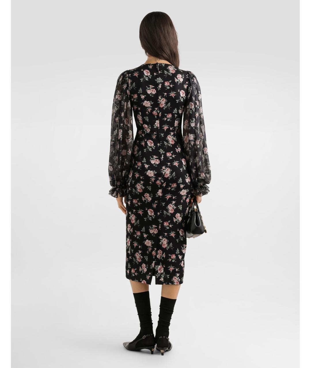 DOLCE&GABBANA Черное шелковое повседневное платье, фото 3