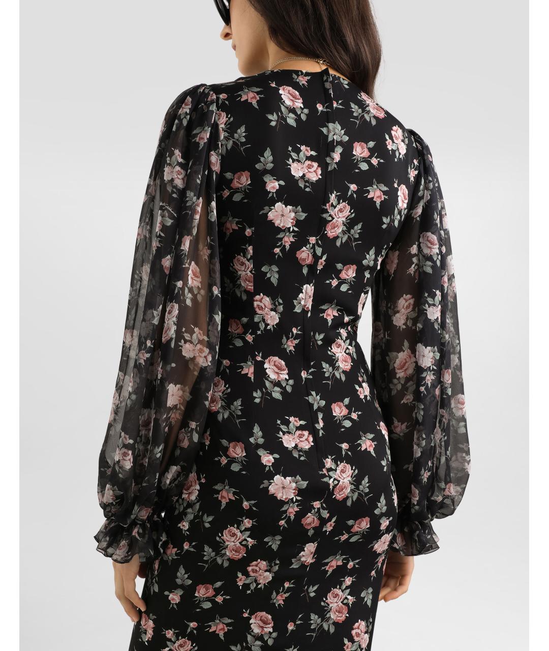 DOLCE&GABBANA Черное шелковое повседневное платье, фото 5