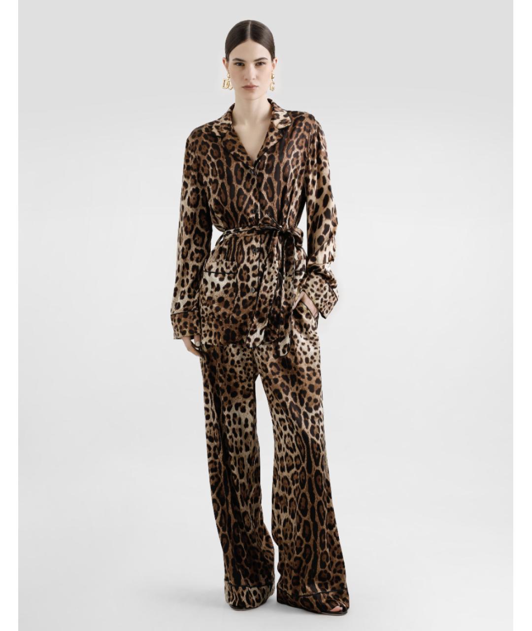 DOLCE&GABBANA Коричневые шелковые брюки широкие, фото 3