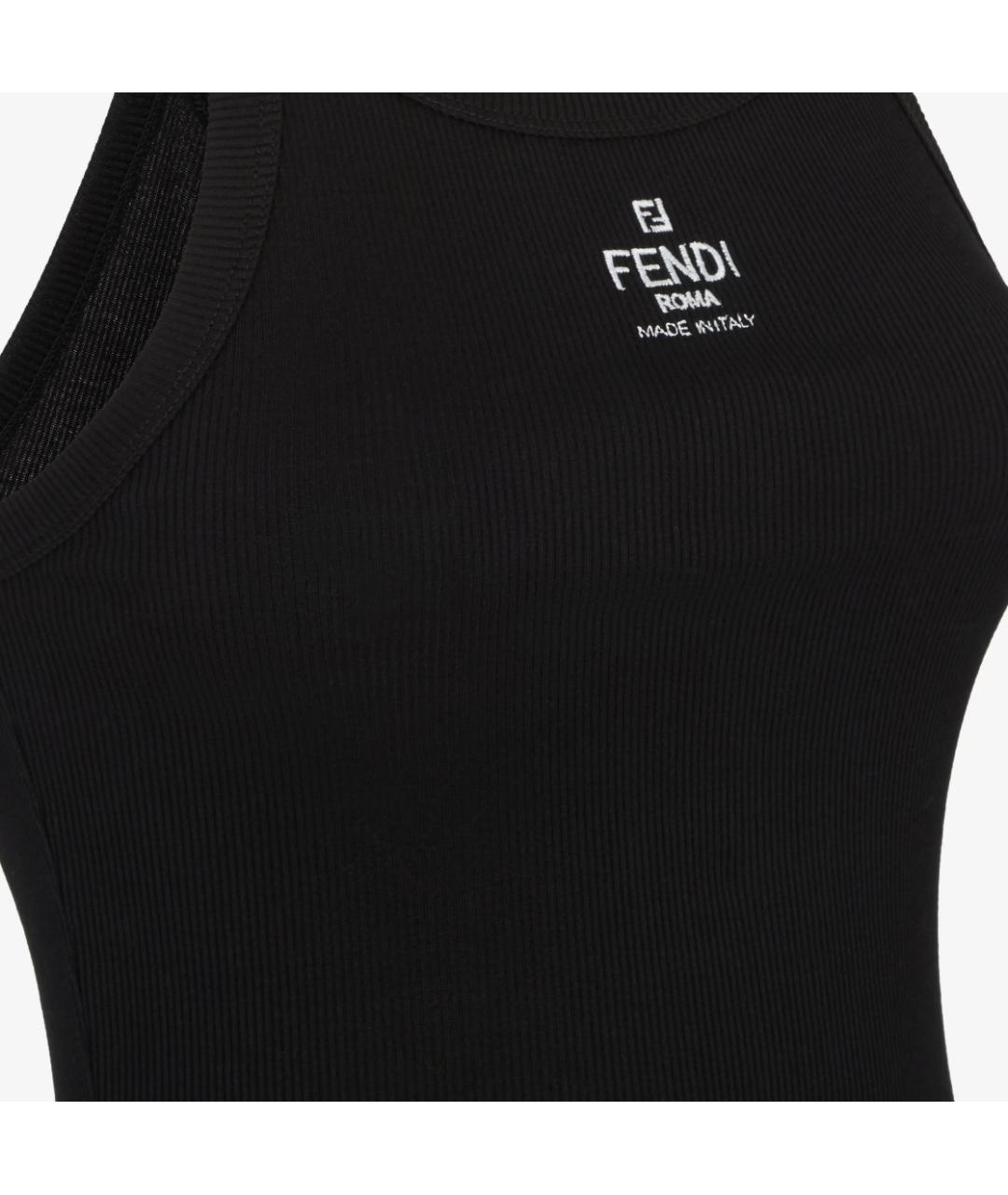 FENDI Черная хлопко-эластановая майка, фото 3