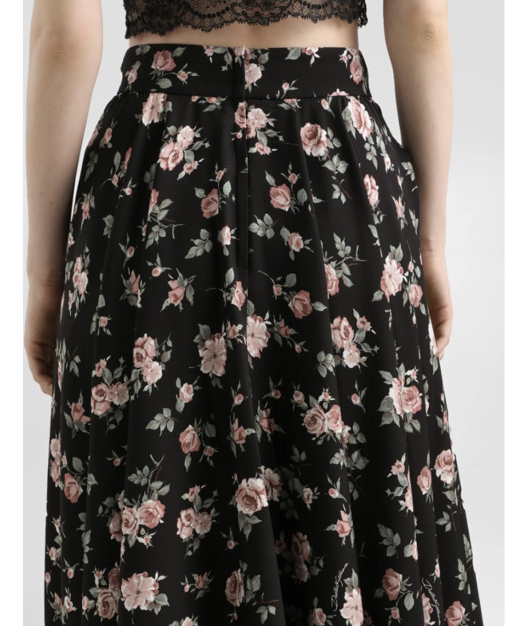 DOLCE&GABBANA Черная шелковая юбка миди, фото 6