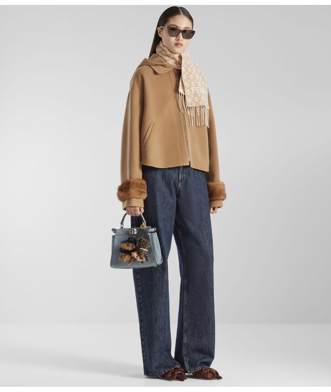 FENDI Темно-синие хлопковые прямые джинсы, фото 5