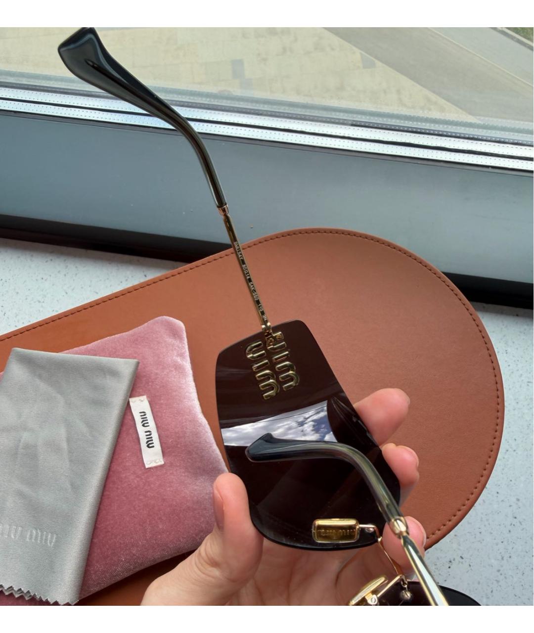 MIU MIU Черные металлические солнцезащитные очки, фото 6