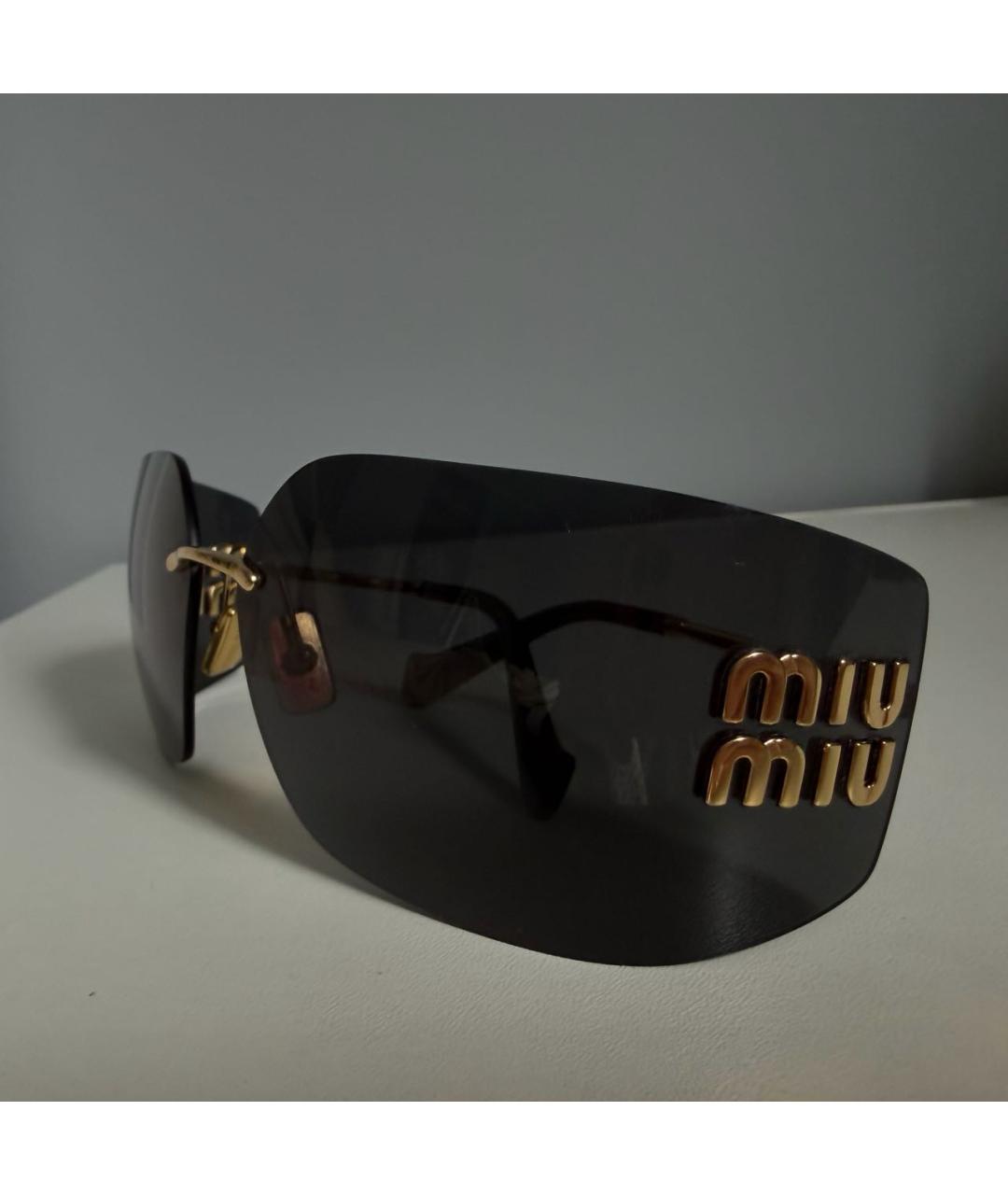 MIU MIU Черные металлические солнцезащитные очки, фото 7