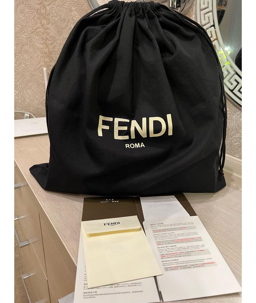 FENDI Серая кожаная сумка с короткими ручками, фото 6