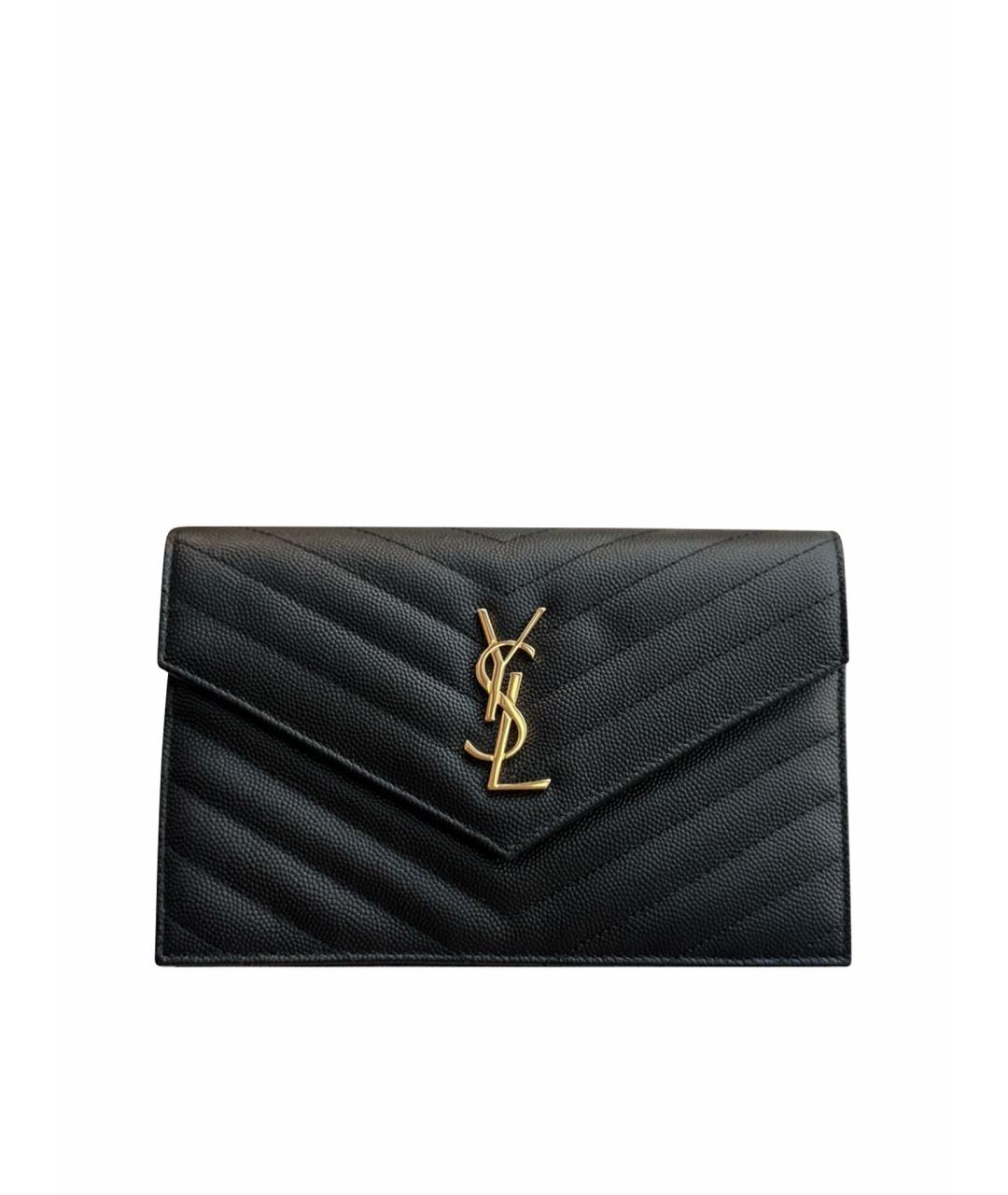SAINT LAURENT Черная кожаная сумка через плечо, фото 1