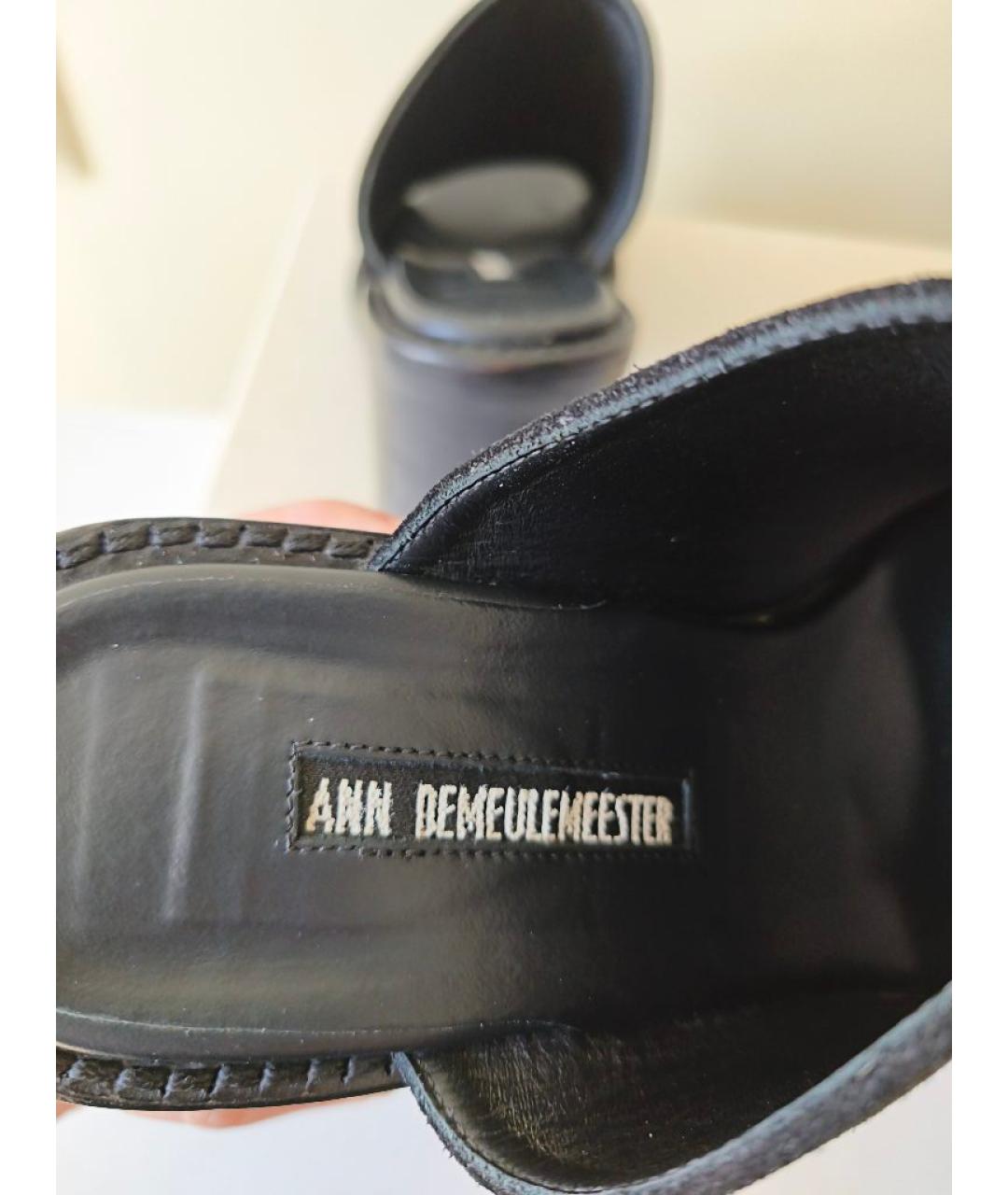 ANN DEMEULEMEESTER Черные замшевые босоножки, фото 6