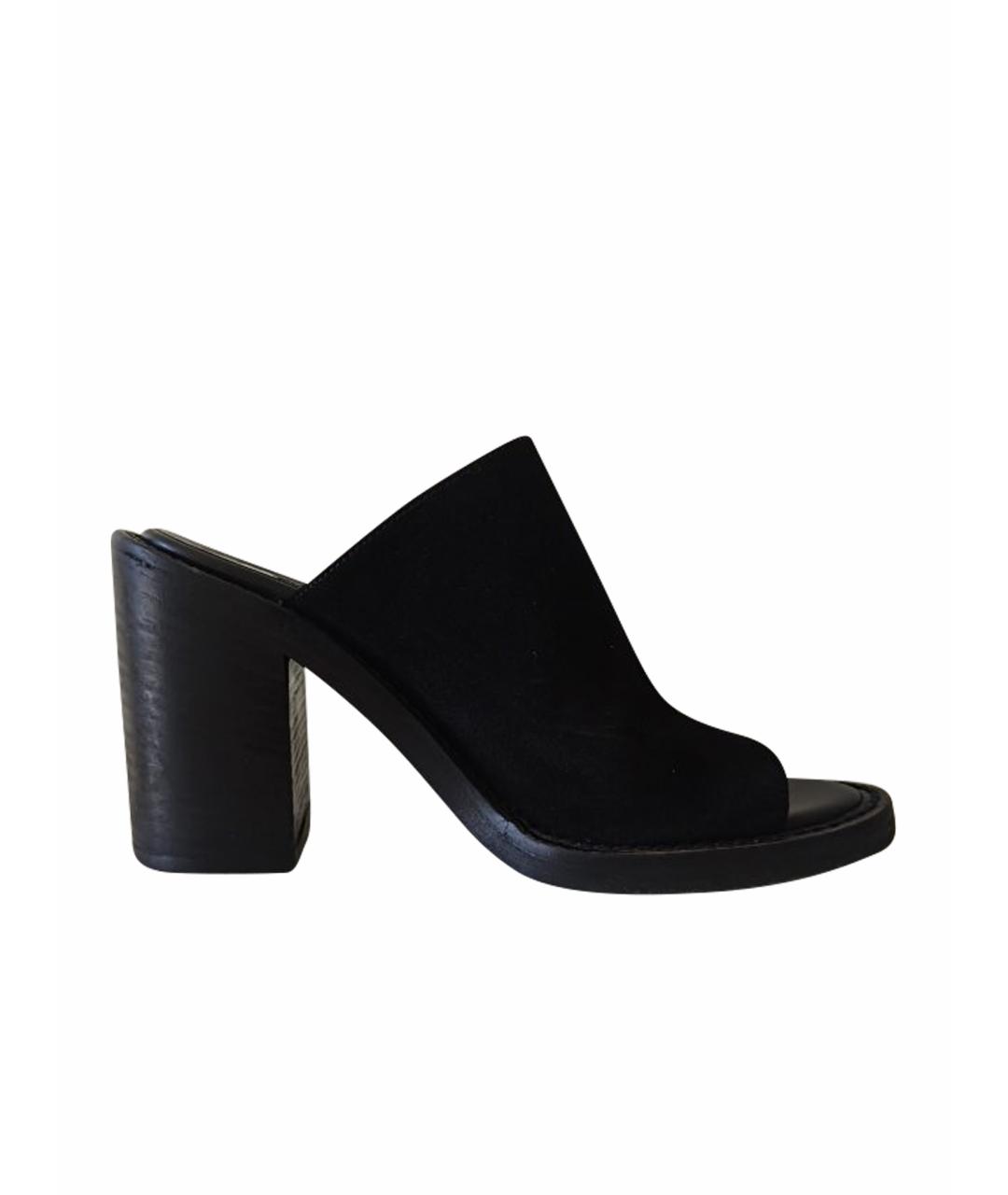 ANN DEMEULEMEESTER Черные замшевые босоножки, фото 1