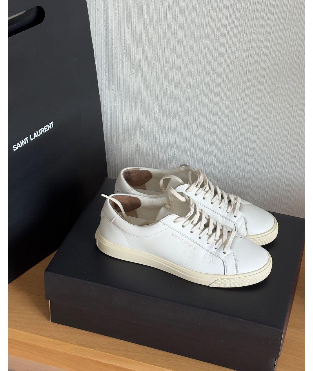 SAINT LAURENT Белые кожаные кеды, фото 2