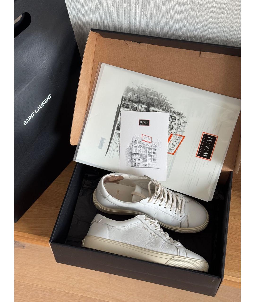 SAINT LAURENT Белые кожаные кеды, фото 3