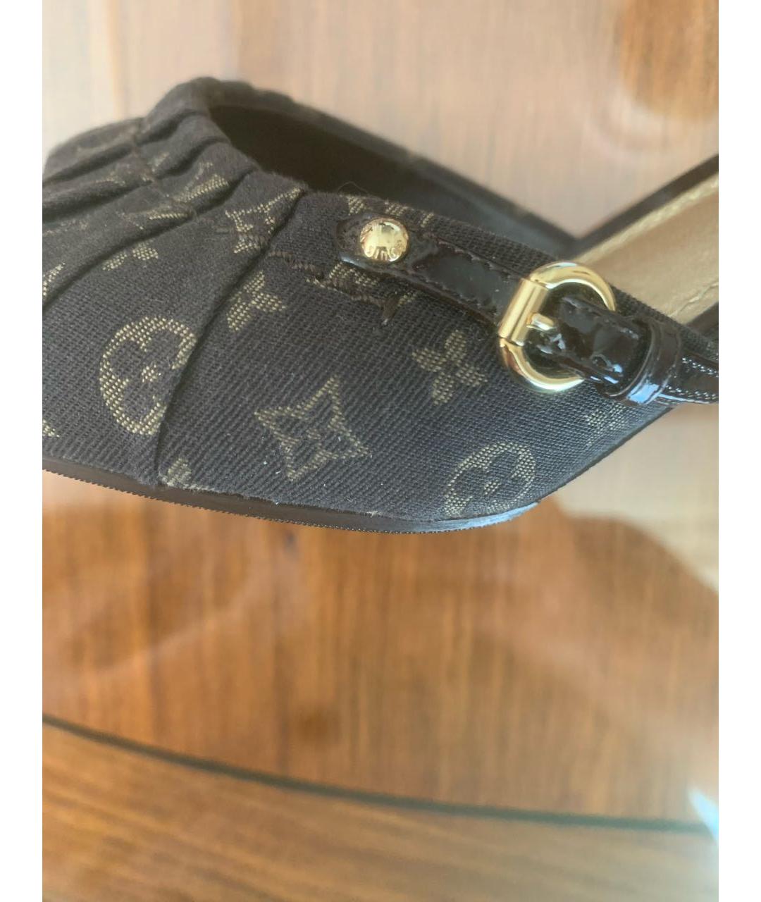 LOUIS VUITTON Коричневые текстильные мюли, фото 5