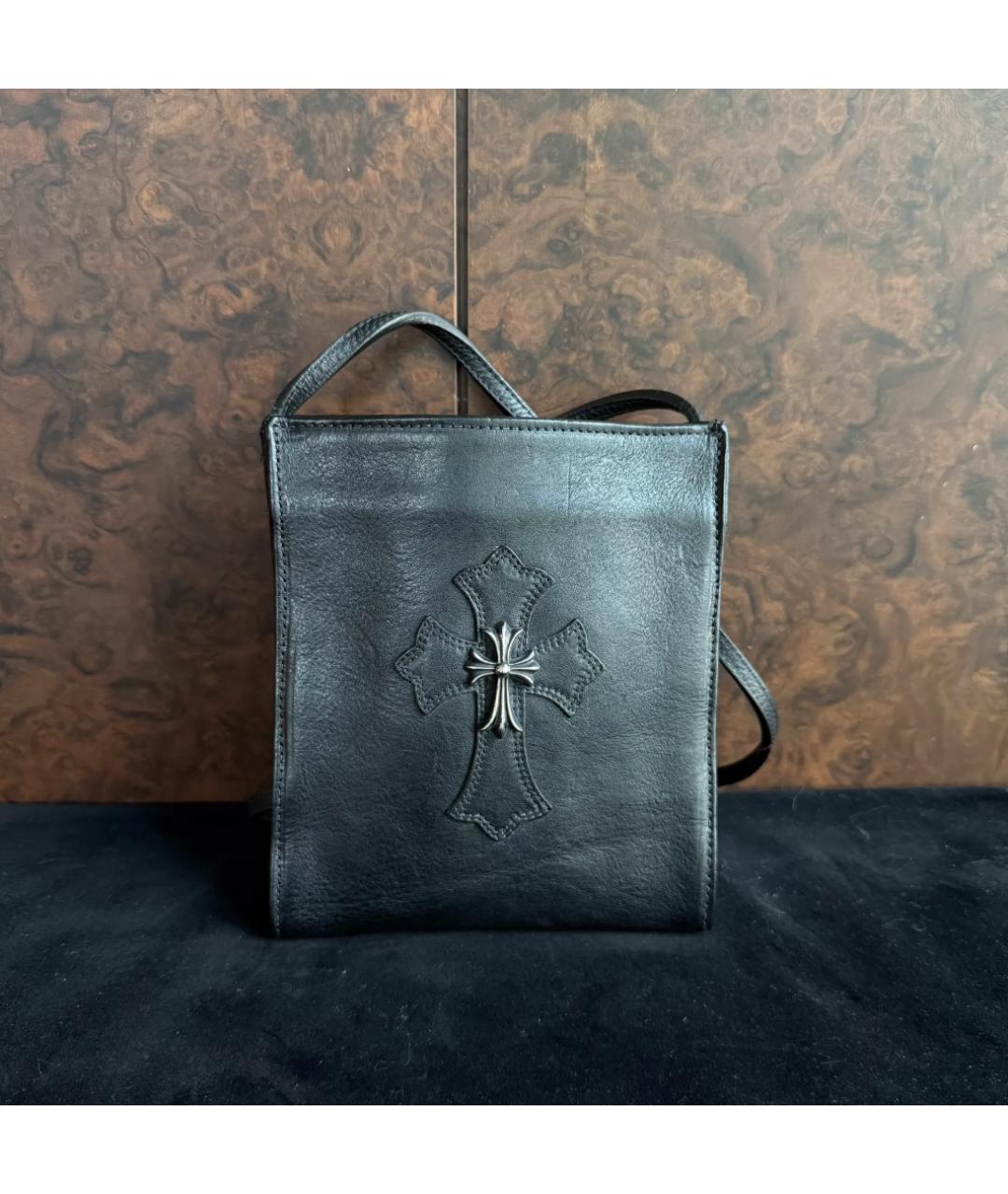 CHROME HEARTS Черная кожаная сумка на плечо, фото 3