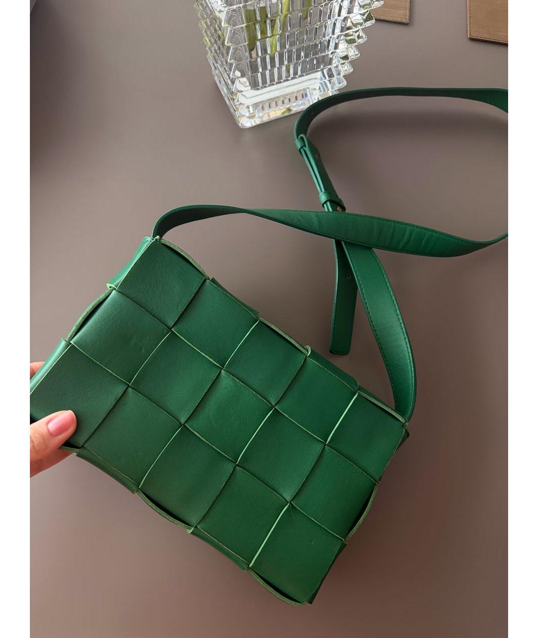 BOTTEGA VENETA Зеленая кожаная сумка через плечо, фото 3