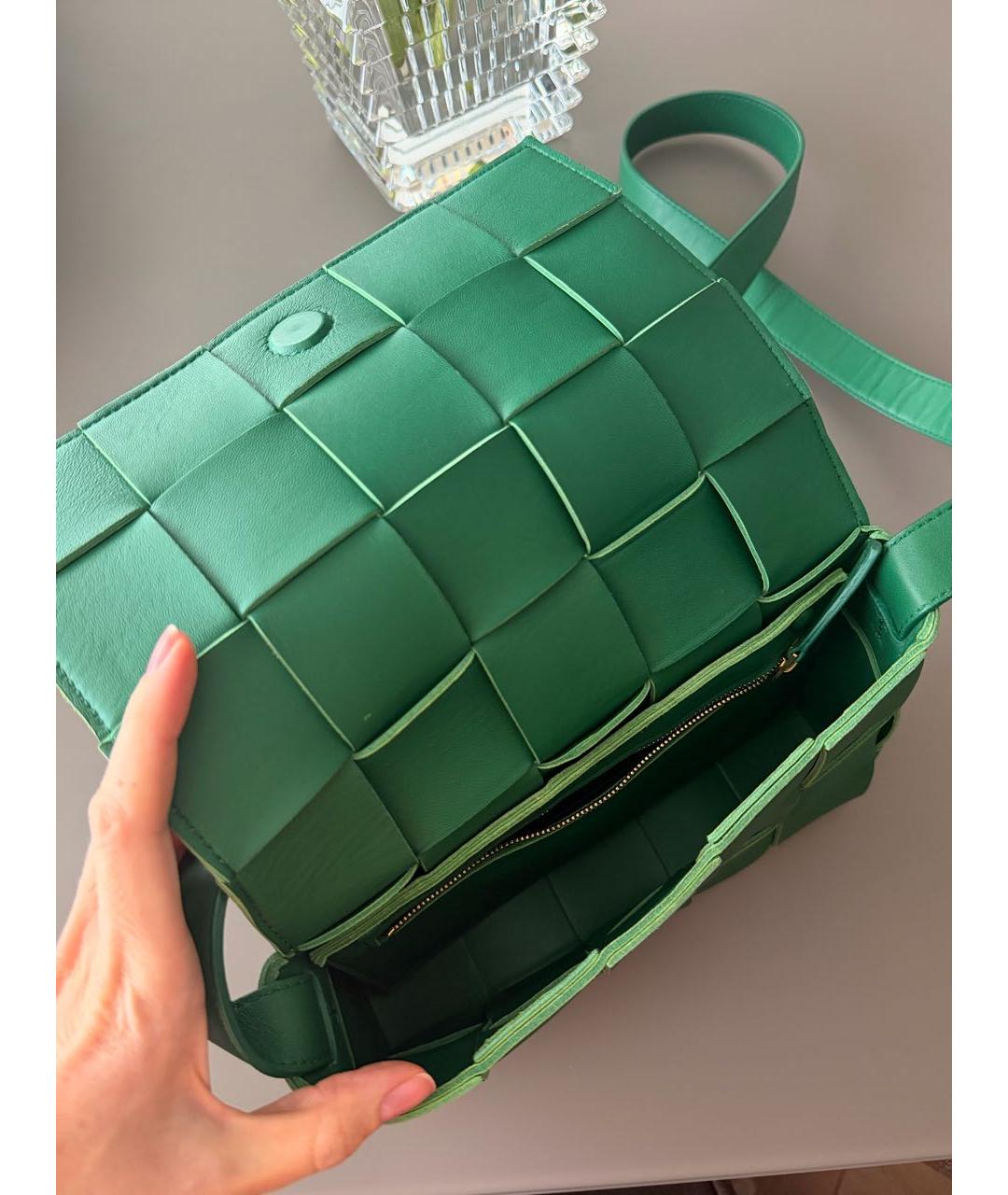 BOTTEGA VENETA Зеленая кожаная сумка через плечо, фото 4