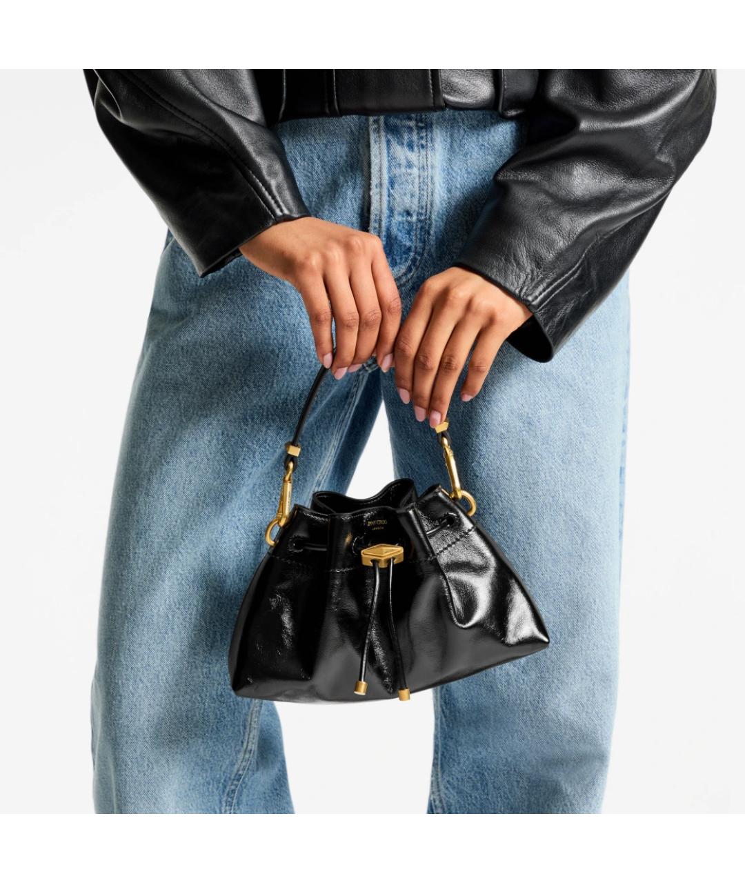 JIMMY CHOO Черная кожаная сумка с короткими ручками, фото 3