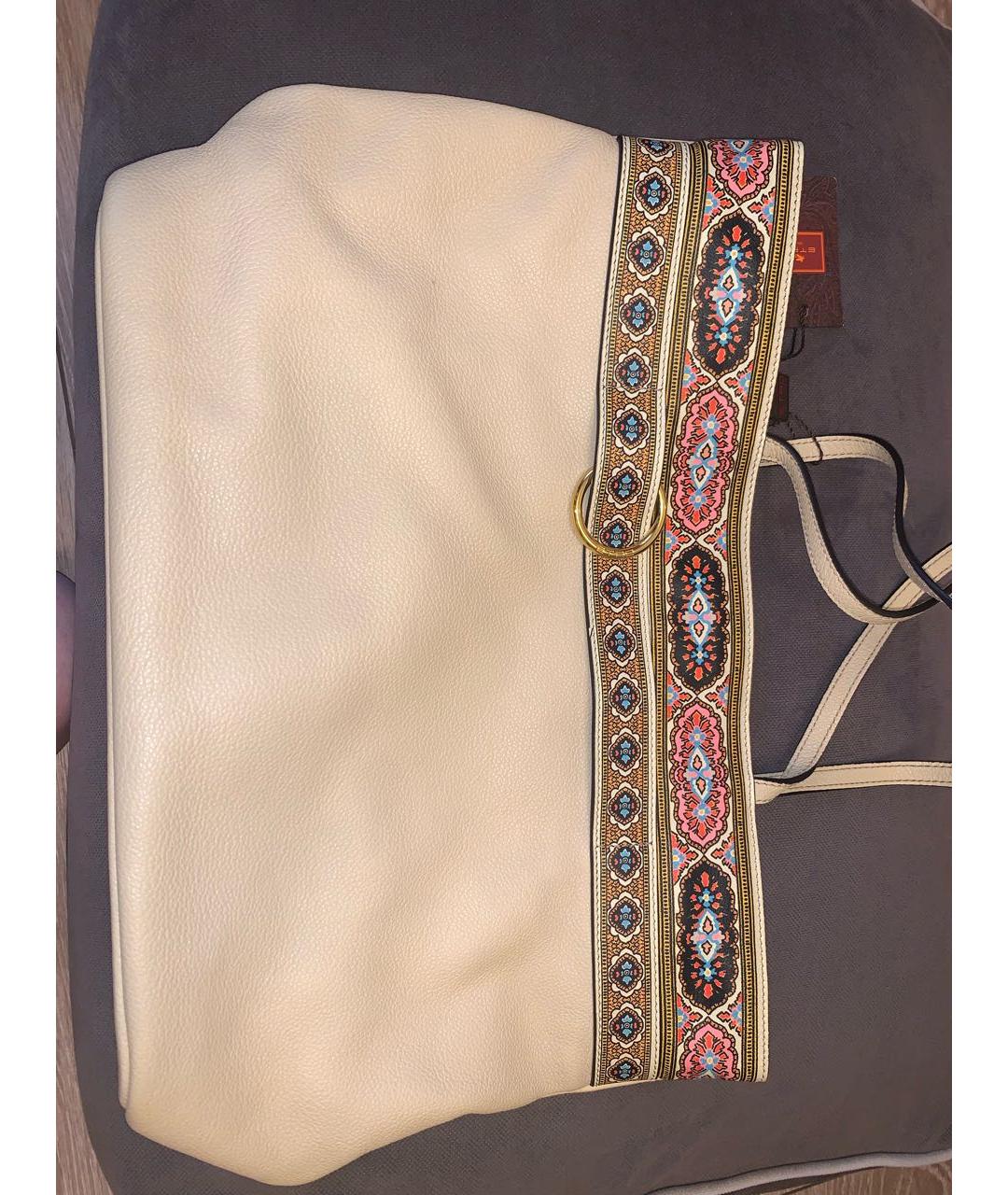 ETRO Бежевая кожаная сумка тоут, фото 3