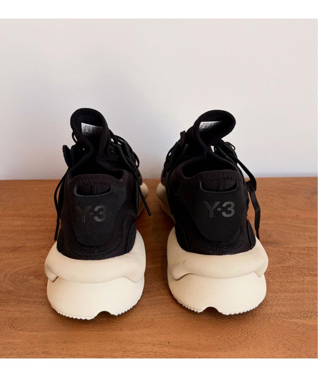 Y-3 Черные кожаные низкие кроссовки / кеды, фото 3