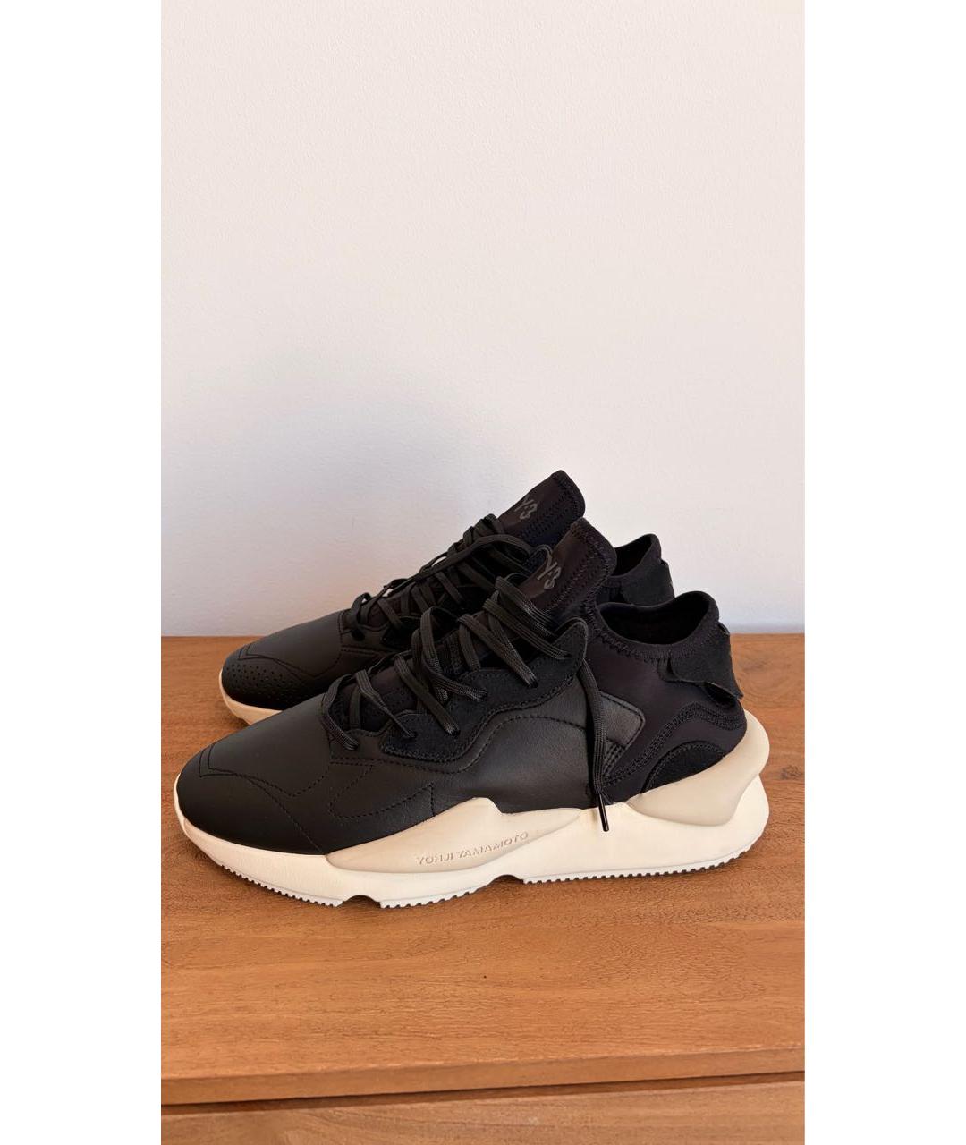 Y-3 Черные кожаные низкие кроссовки / кеды, фото 5