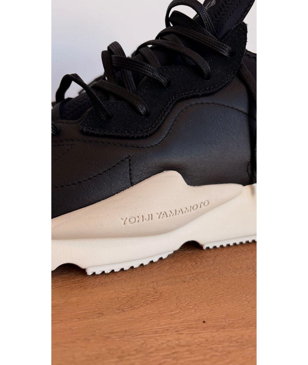 Y-3 Черные кожаные низкие кроссовки / кеды, фото 2