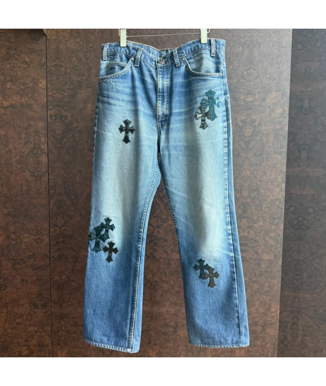 CHROME HEARTS Синие хлопковые прямые джинсы, фото 3