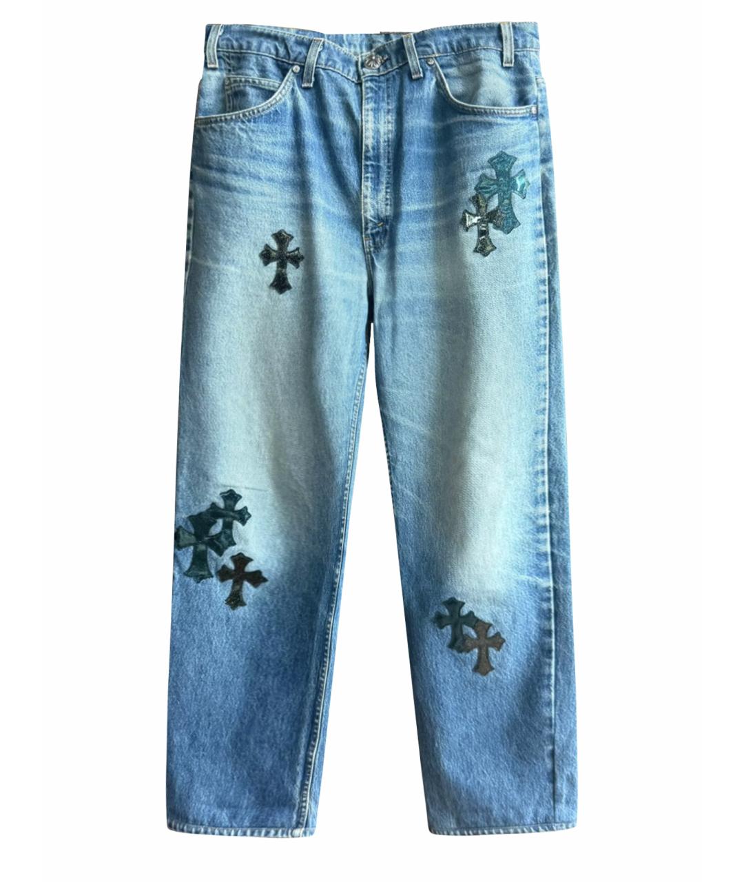CHROME HEARTS Синие хлопковые прямые джинсы, фото 1