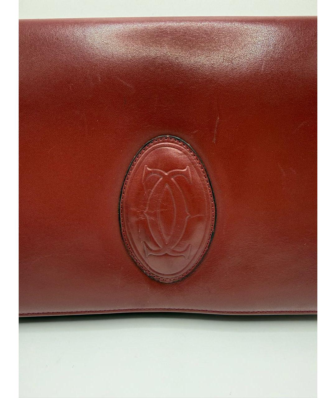 CARTIER Бордовая кожаная барсетка, фото 3