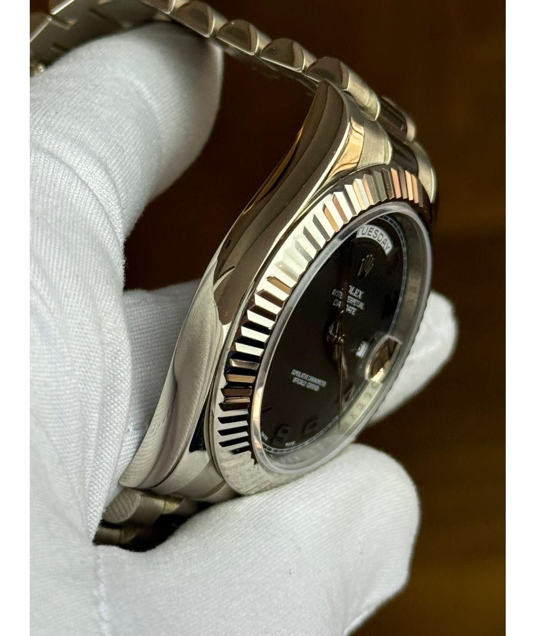 ROLEX Черные часы из белого золота, фото 7