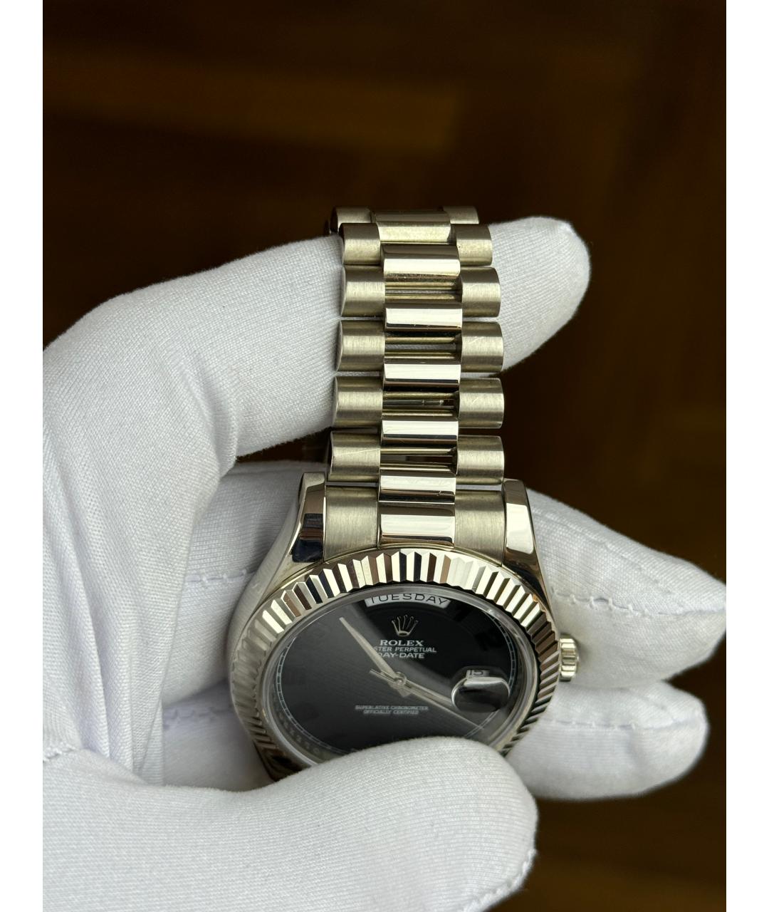 ROLEX Черные часы из белого золота, фото 6