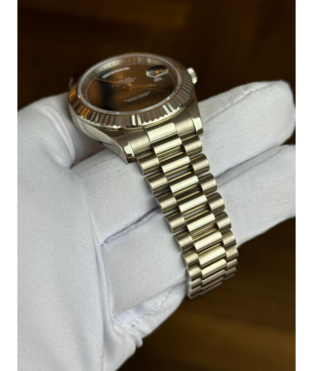 ROLEX Черные часы из белого золота, фото 8