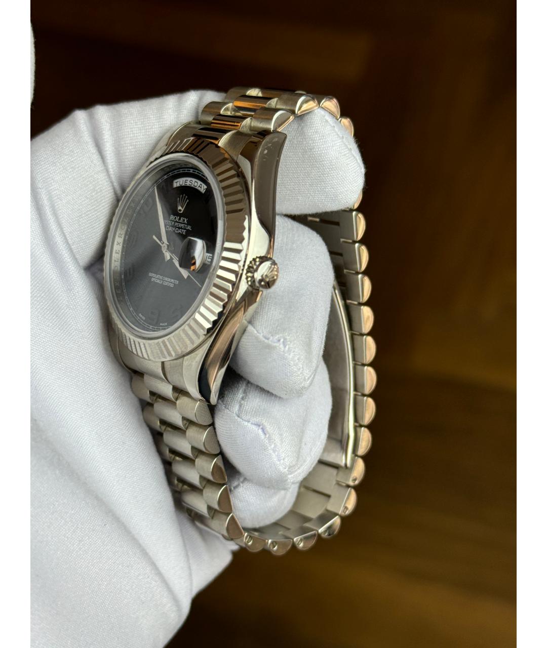 ROLEX Черные часы из белого золота, фото 5
