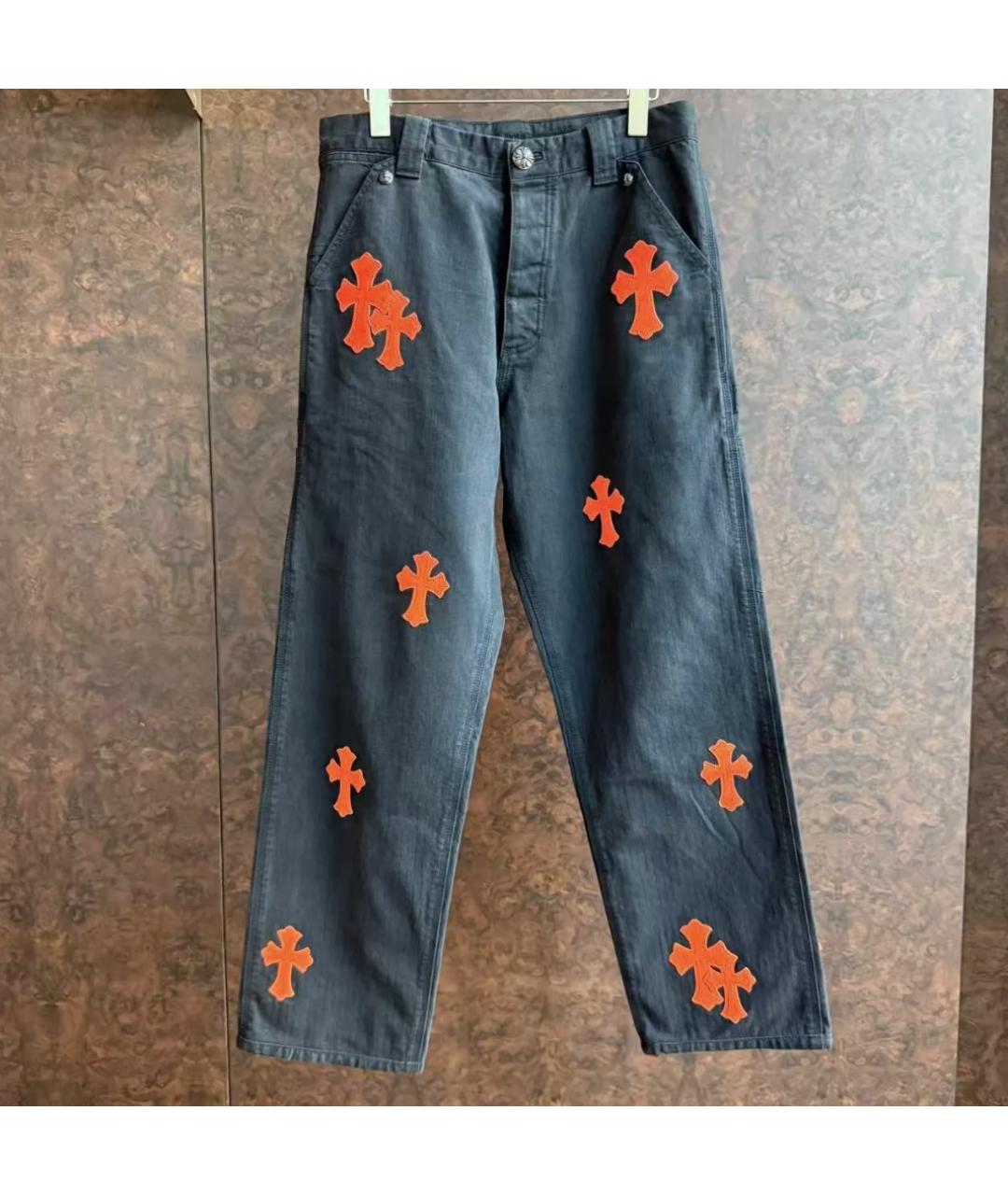 CHROME HEARTS Темно-синие повседневные брюки, фото 3