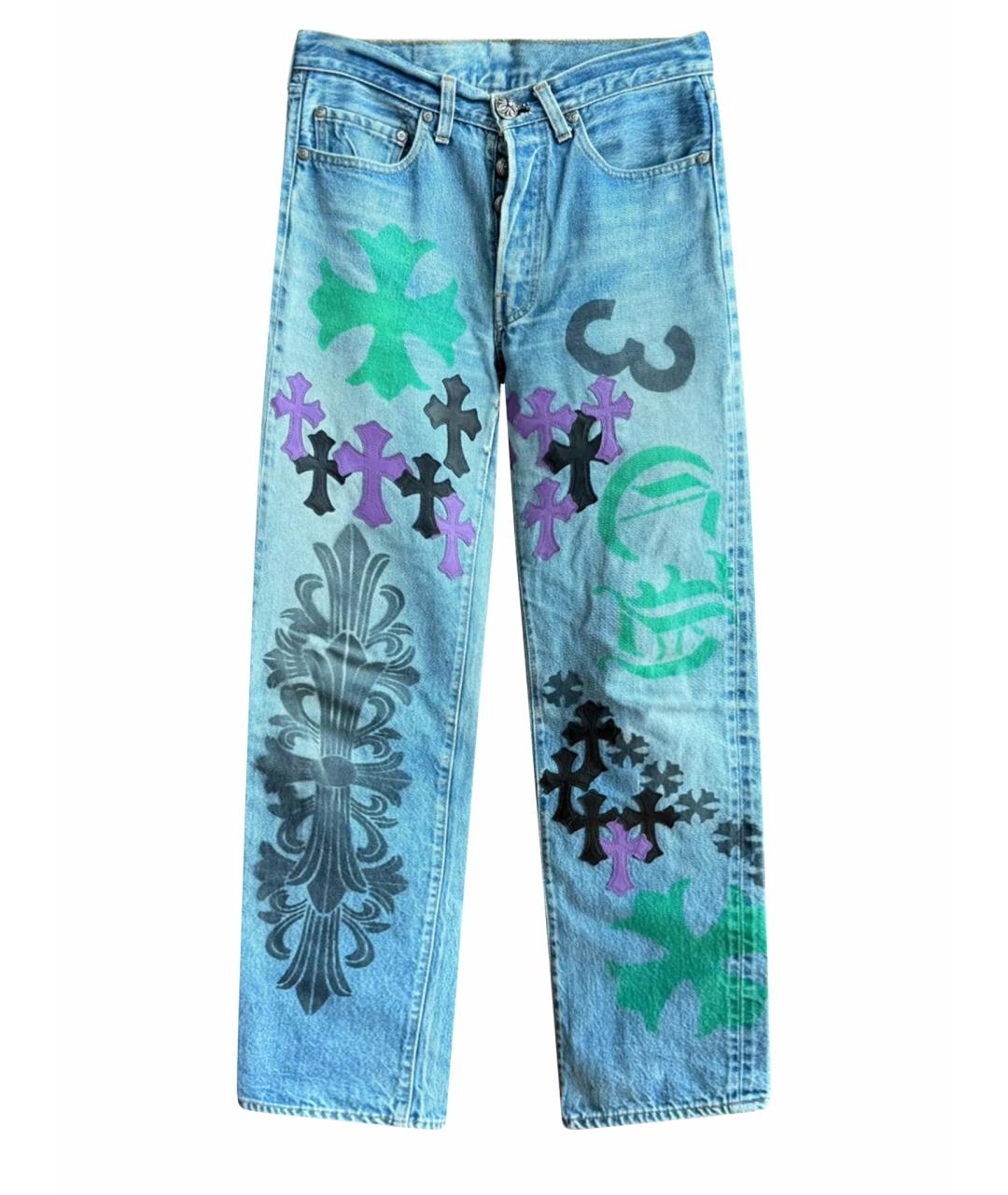 CHROME HEARTS Синие хлопковые прямые джинсы, фото 1