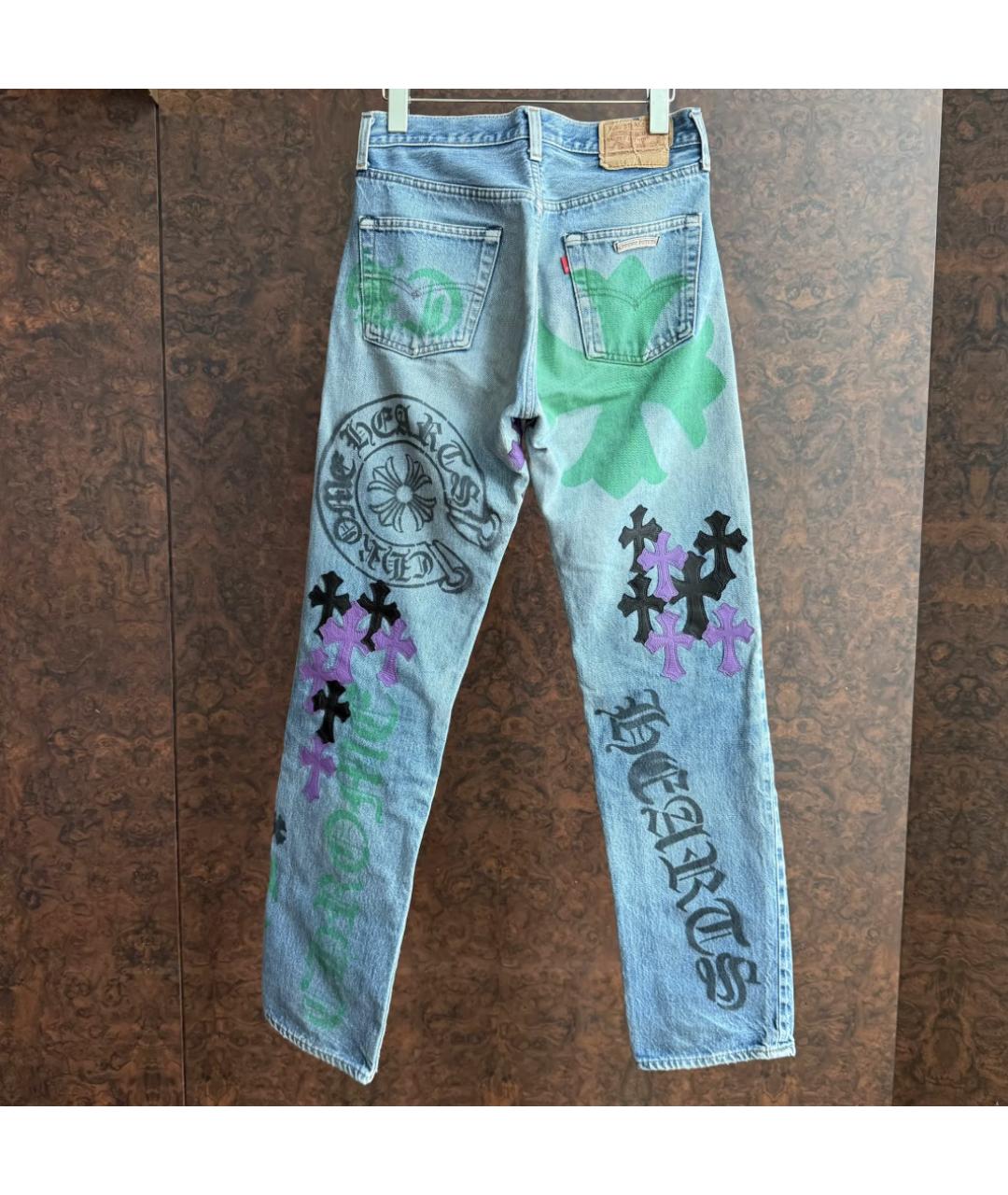CHROME HEARTS Синие хлопковые прямые джинсы, фото 2