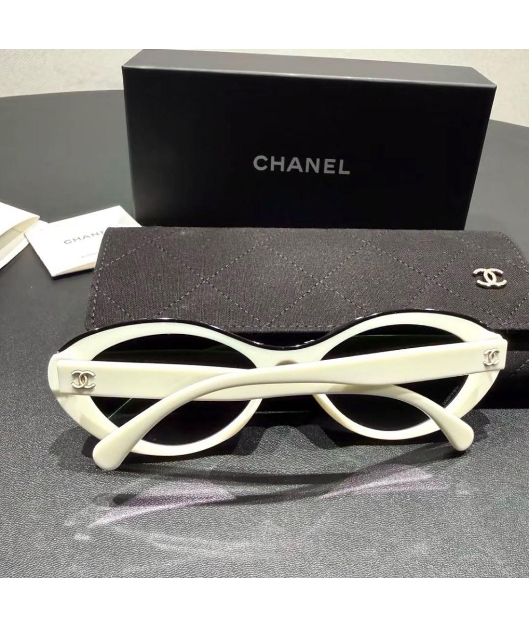 CHANEL Белые пластиковые солнцезащитные очки, фото 6