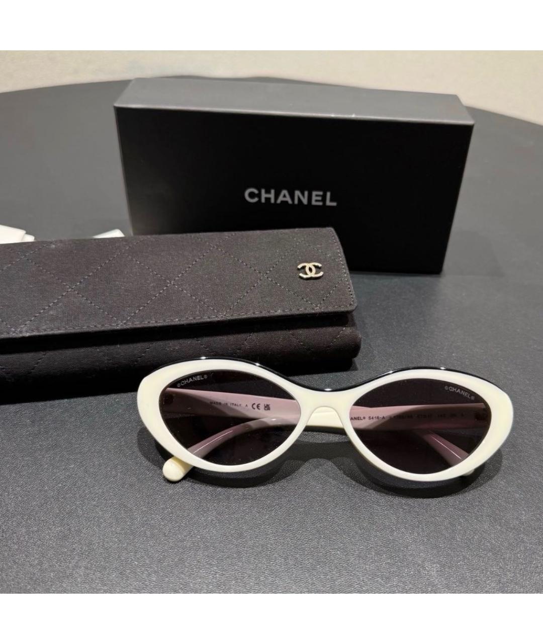 CHANEL Белые пластиковые солнцезащитные очки, фото 5