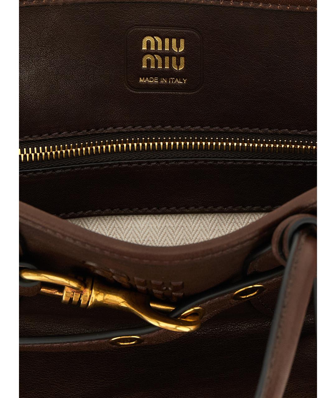 MIU MIU Коричневая кожаная сумка тоут, фото 4