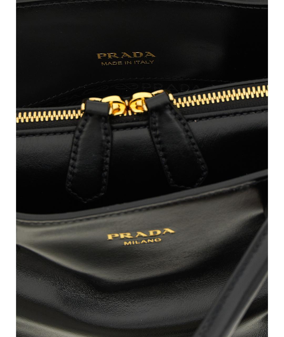 PRADA Черная кожаная сумка тоут, фото 4