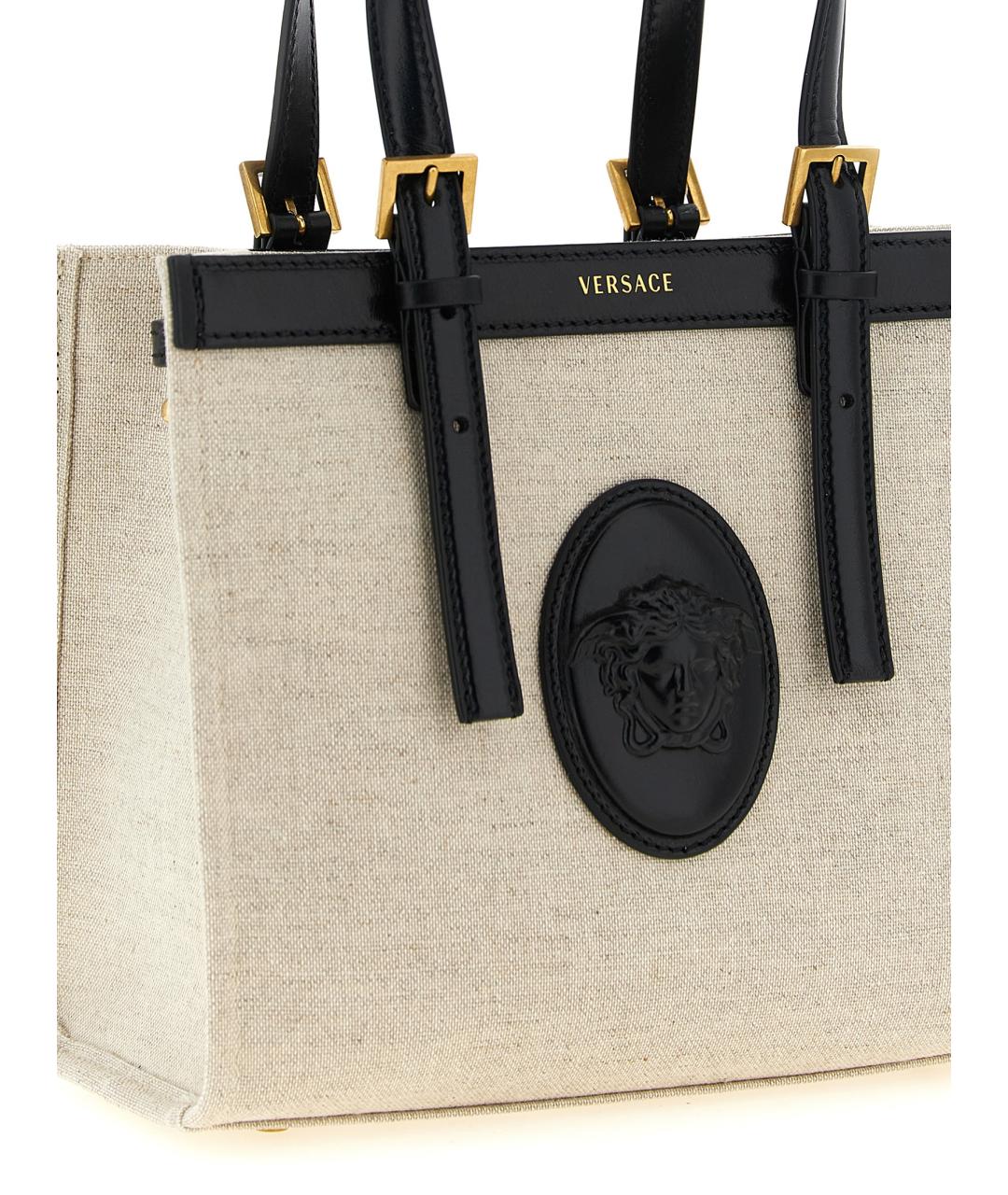 VERSACE Бежевая льняная сумка тоут, фото 3