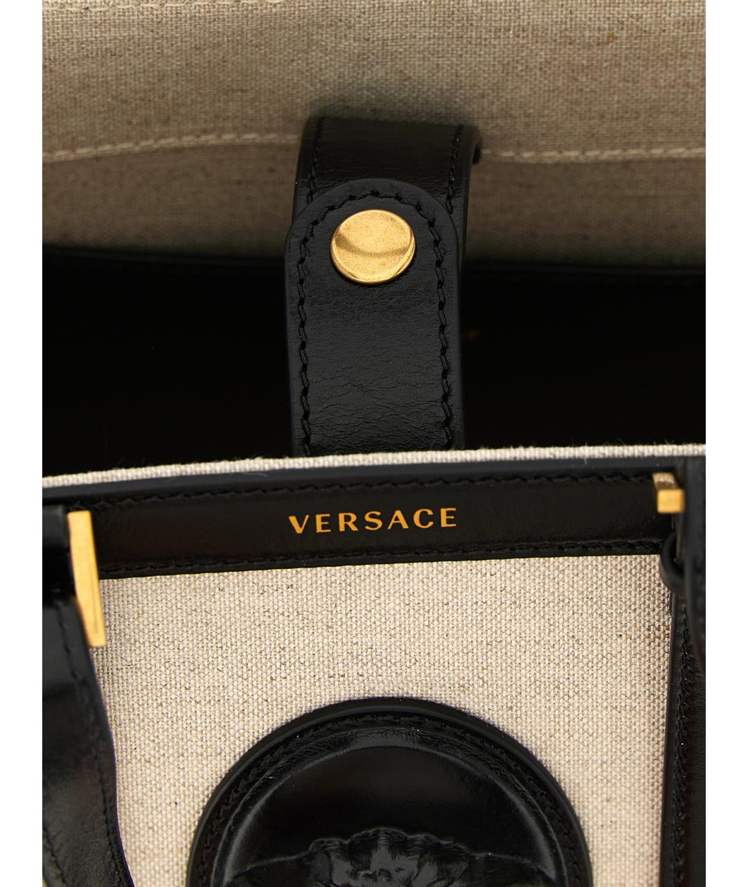 VERSACE Бежевая льняная сумка тоут, фото 4