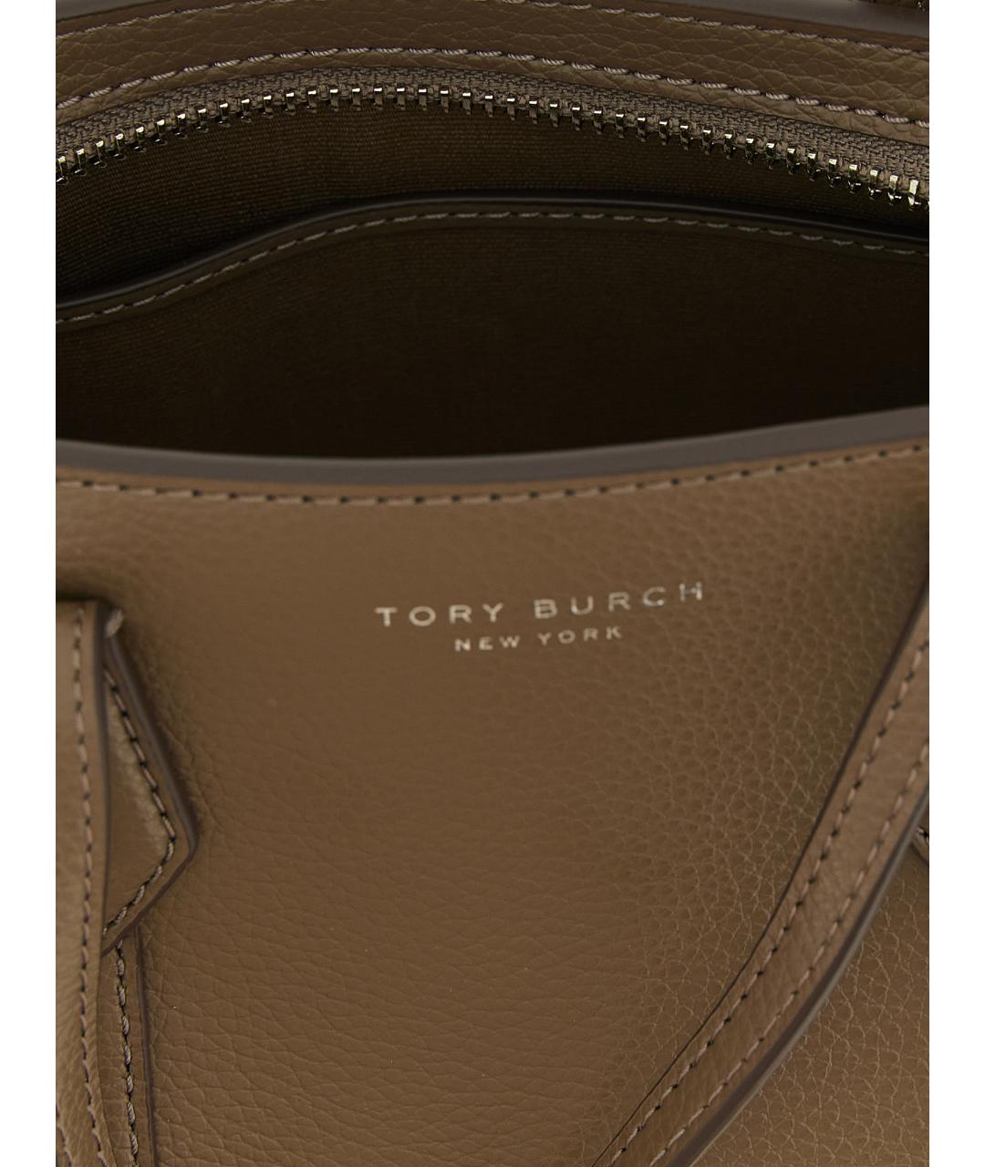 TORY BURCH Коричневая кожаная сумка тоут, фото 4