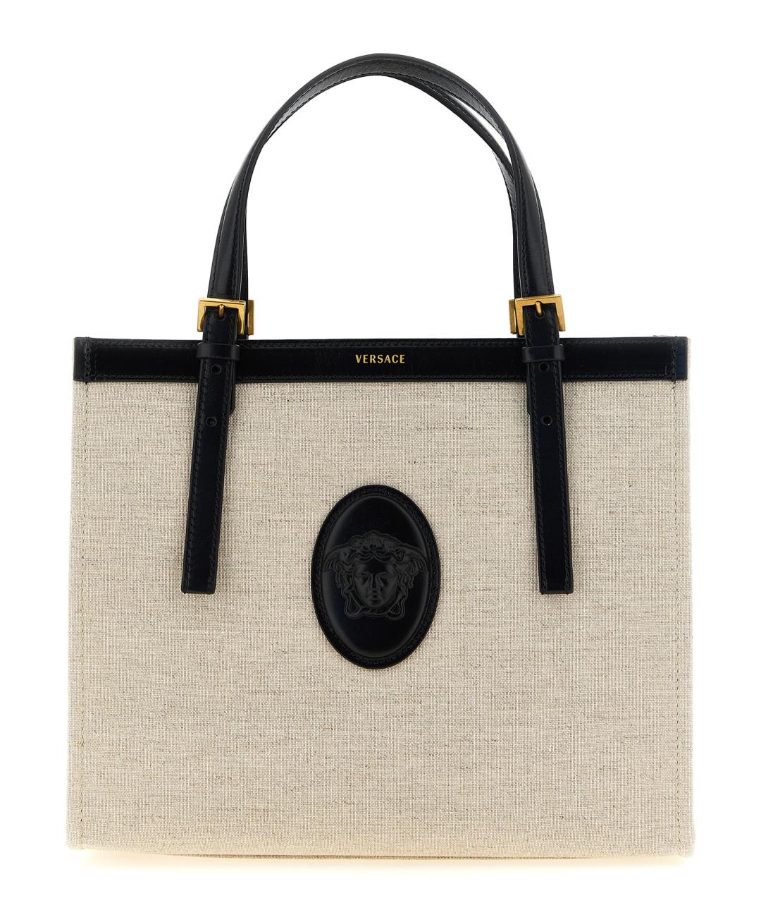 VERSACE Бежевая тканевая сумка тоут, фото 1