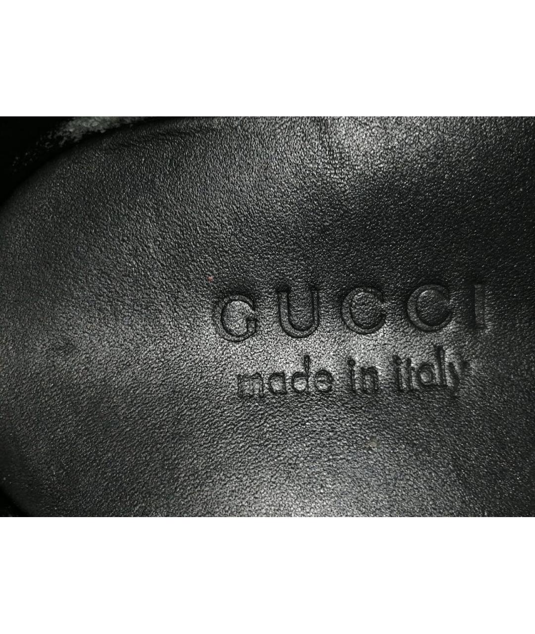 GUCCI Черные кожаные высокие кроссовки / кеды, фото 5